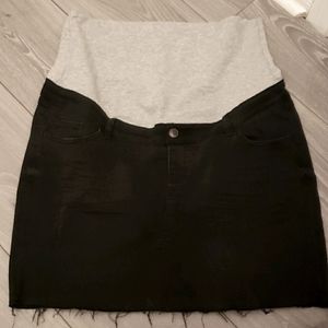 Maternity -  Black Jean Skirt